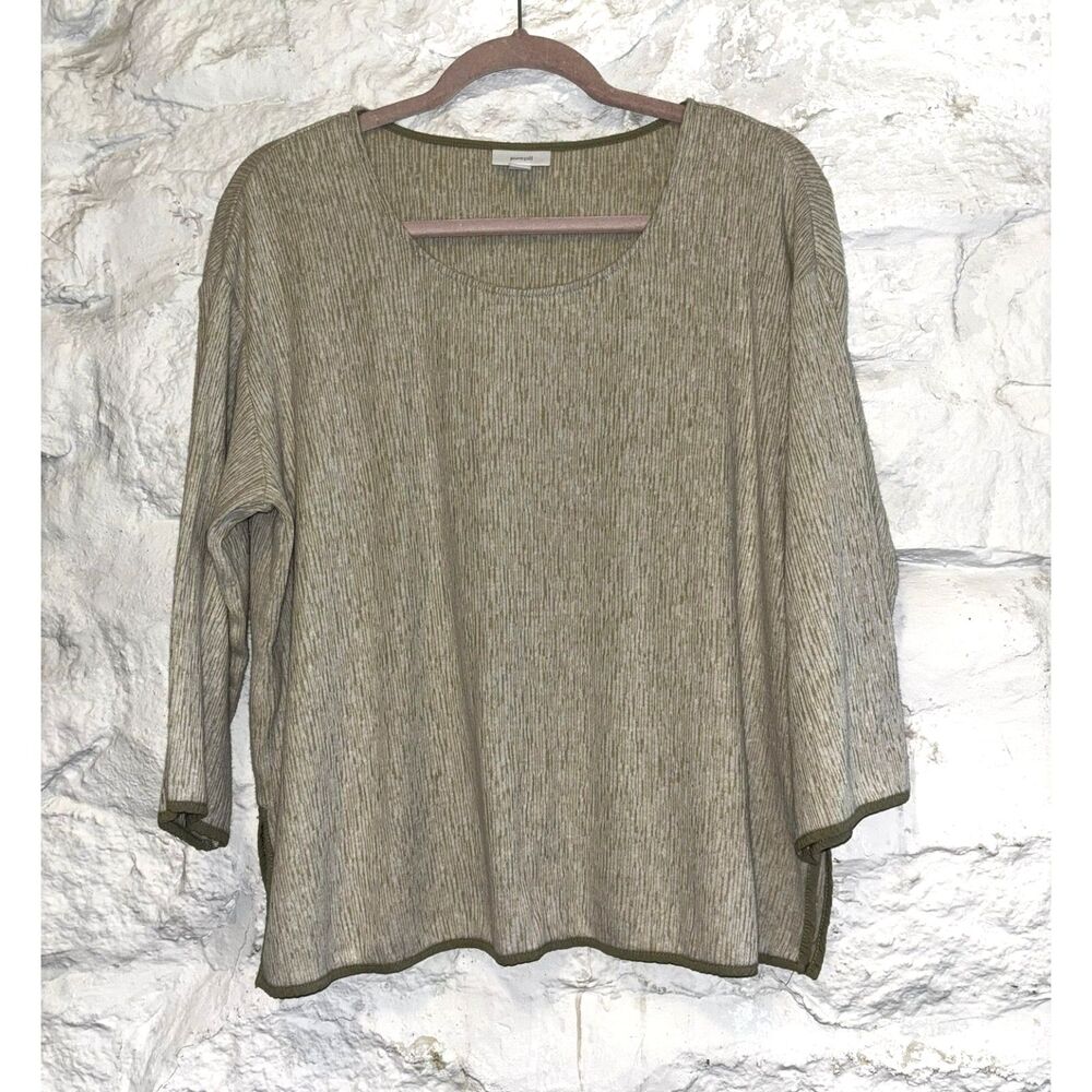 Pure Jill Linen Blend Relaxed Stetch Top Med Lagenlook‎ Coastal Minimalist